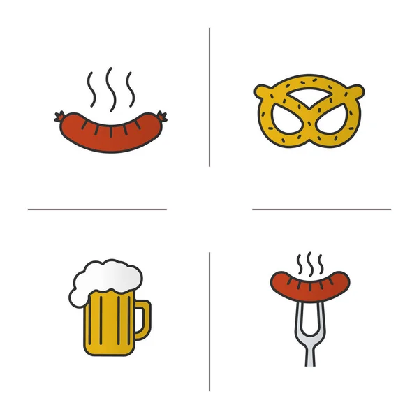 Bier Eetcafé pictogrammen Kleurset — Stockvector