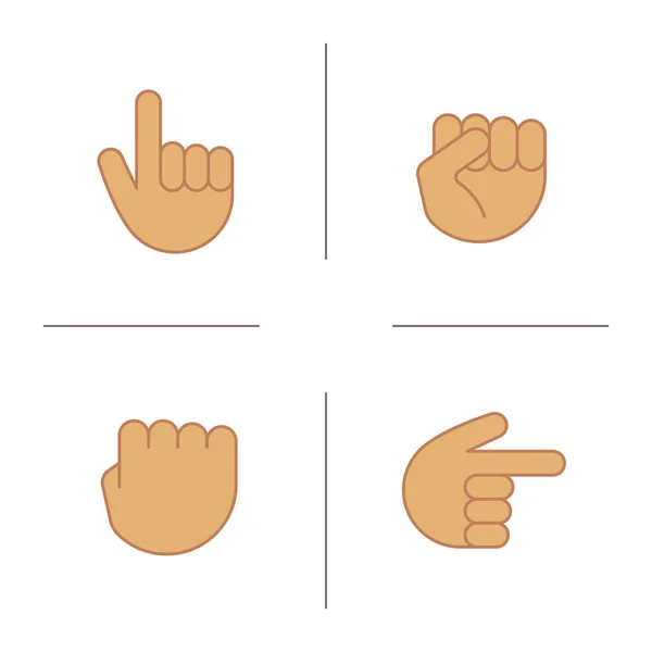 Mão gestos cor ícones conjunto —  Vetores de Stock
