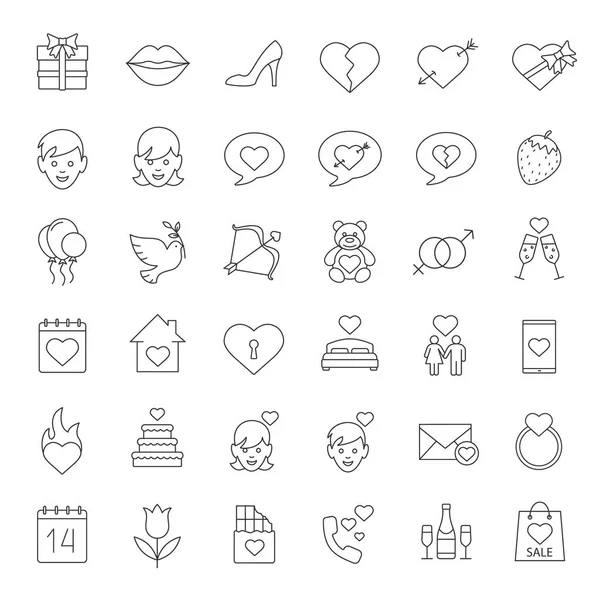 Valentine's Day linear icons set — Stock Vector