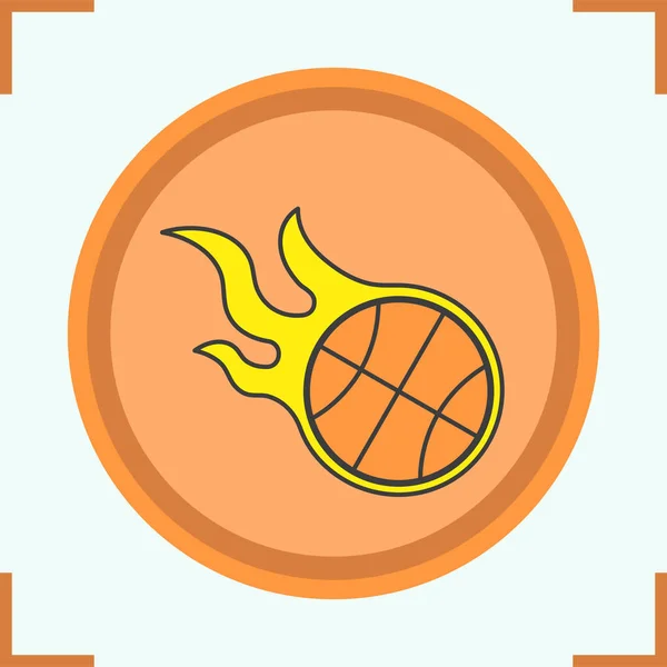 Hořící basketbalový míč Barevná ikona — Stockový vektor