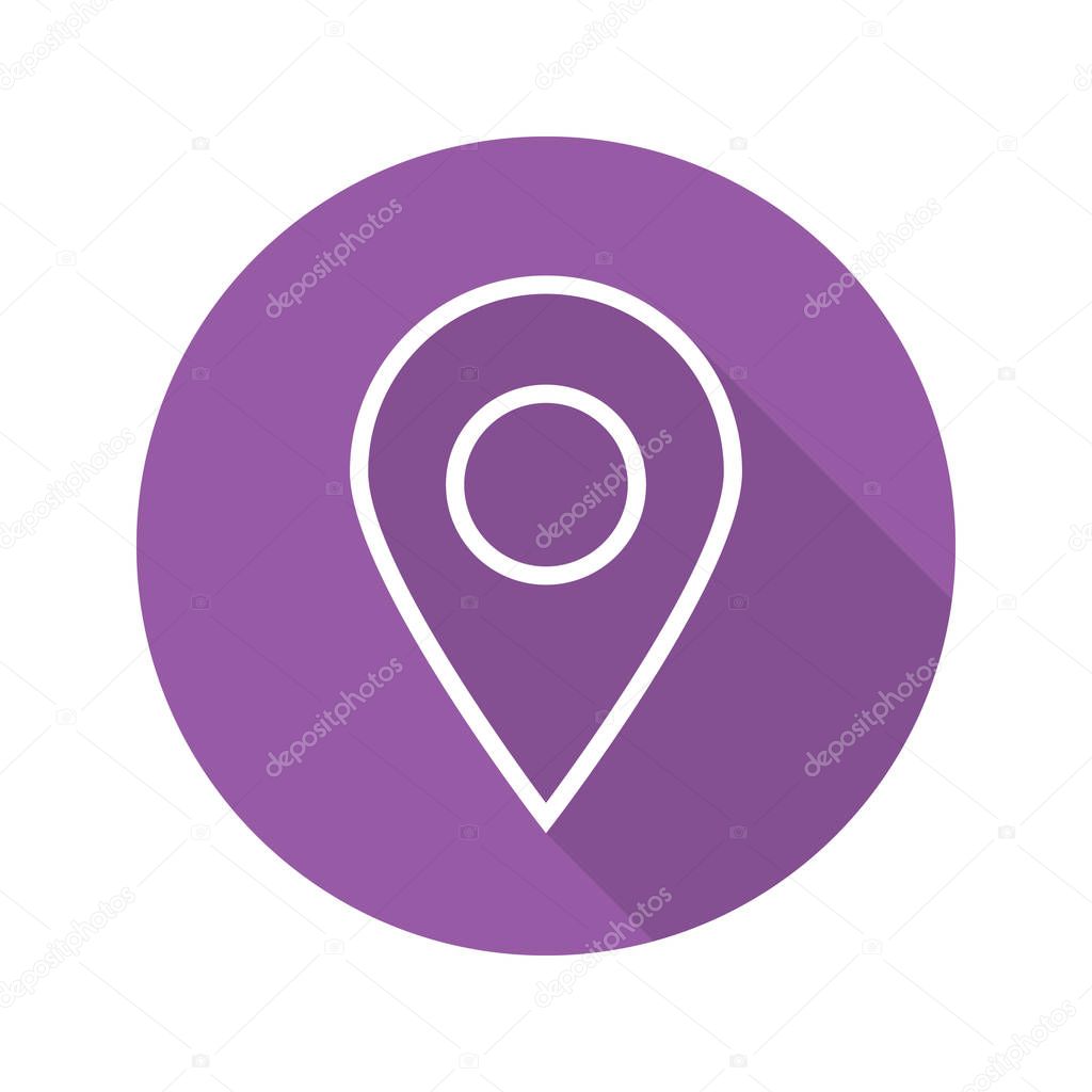 Pinpoint flat linear long shadow icon. Geo location mark. Vector illustration
