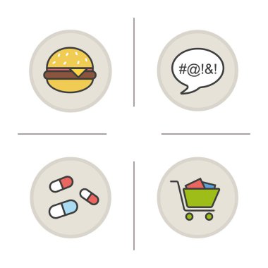 Bağımlılık Icons set renk