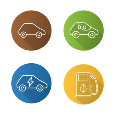 Çevre dostu arabalar Icons set