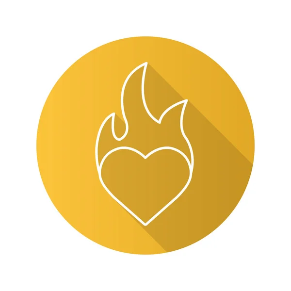 Burning heart flat icon — Stock Vector