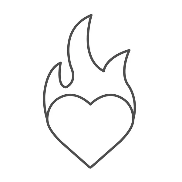 Burning heart linear icon — Stock Vector