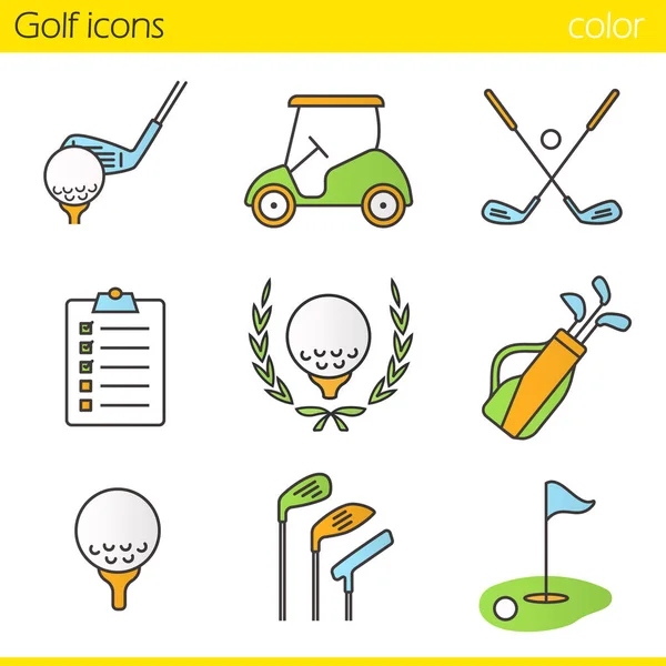 Conjunto de iconos de color golf — Vector de stock