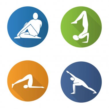 Yoga asanas icons set clipart