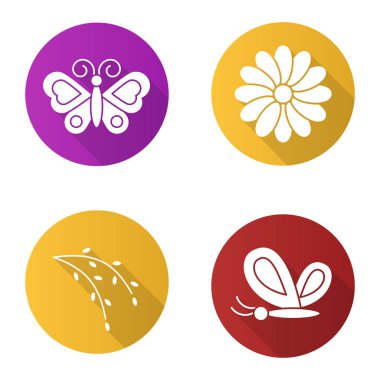 Bahar düz Icons set