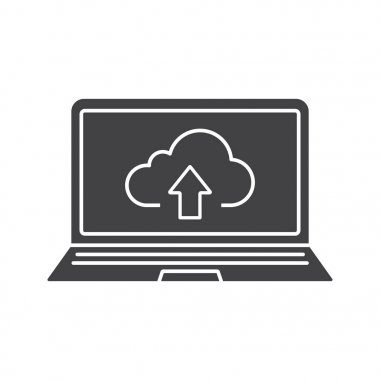 Dizüstü bilgisayar bulut depolama simgesini