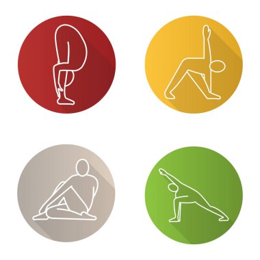 Yoga pozlar düz Icons set