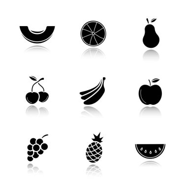Meyve siyah Icons set