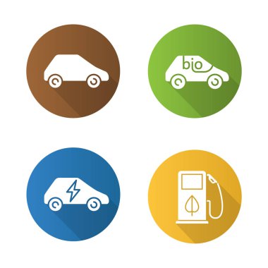 Çevre dostu arabalar Icons set