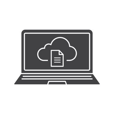 Dizüstü bilgisayar bulut depolama simgesini