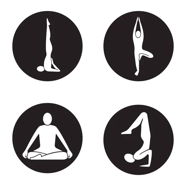 Набор иконок йоги асанас — стоковый вектор