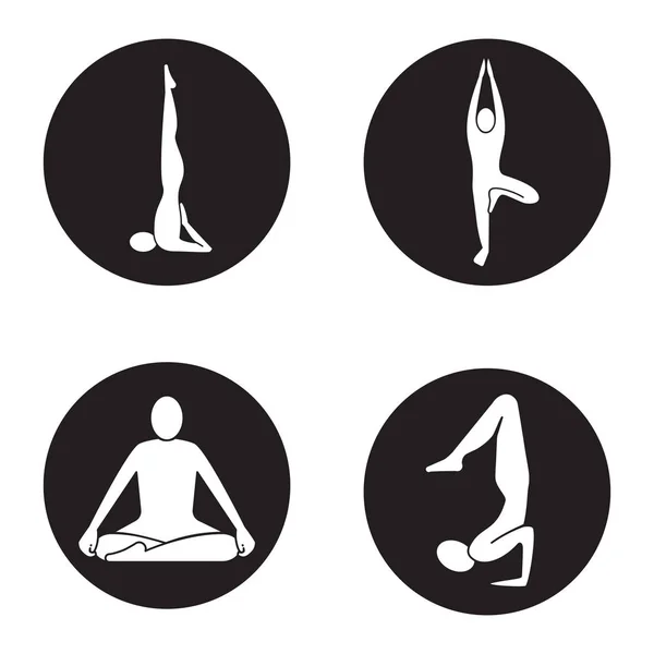 Conjunto de ícones de asanas de ioga —  Vetores de Stock