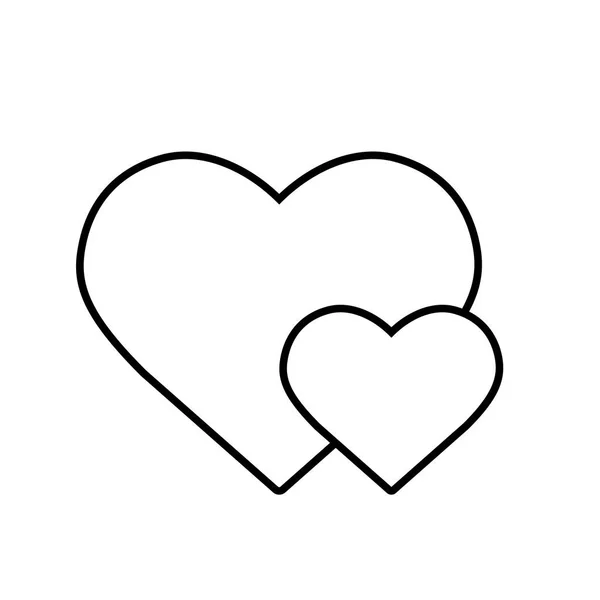 Ícone linear de dois corações — Vetor de Stock