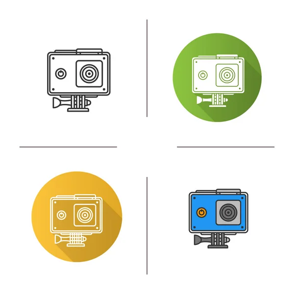 Action camera in protection case icon — Stock Vector