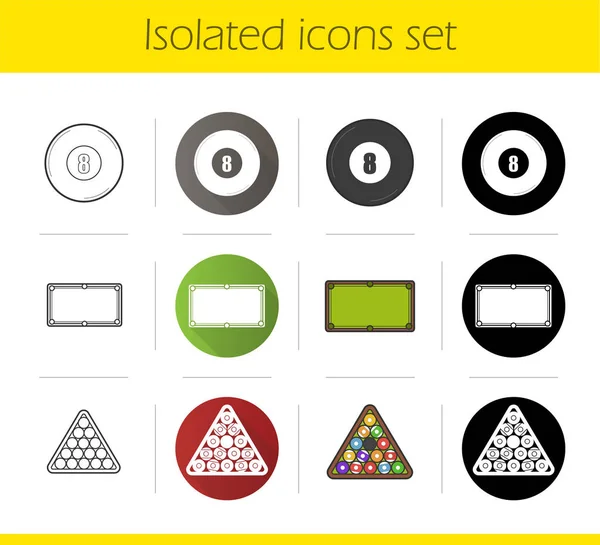 Conjunto de iconos de billar — Vector de stock