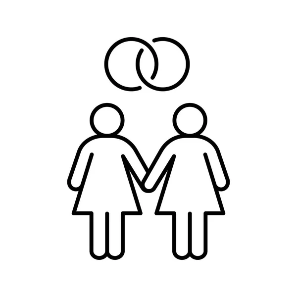 Lesbian marriage linear icon — Stock Vector