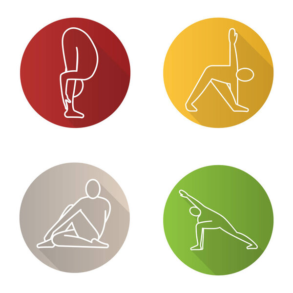 Йога позирует плоским набором
