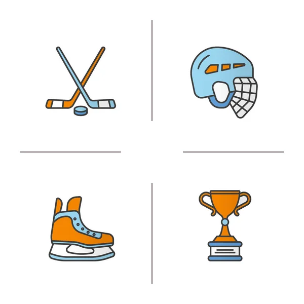 Набор иконок хоккейного оборудования — стоковый вектор