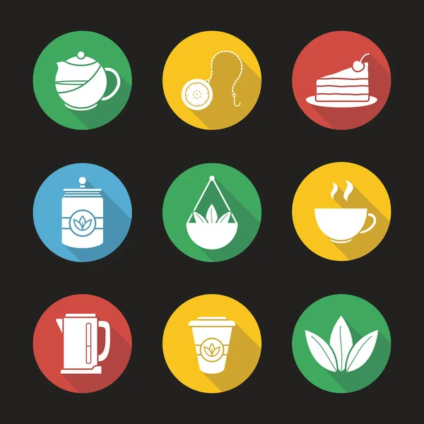 Conjunto de ícones de chá plana — Vetor de Stock