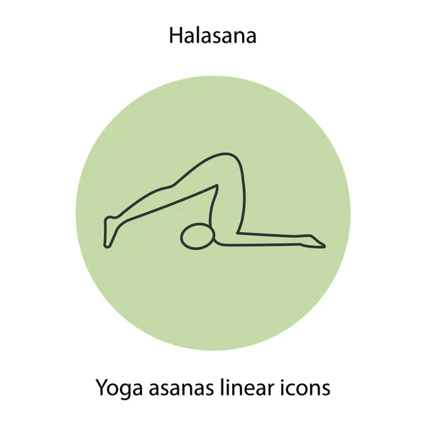 Halasana ioga posição ícone linear — Vetor de Stock