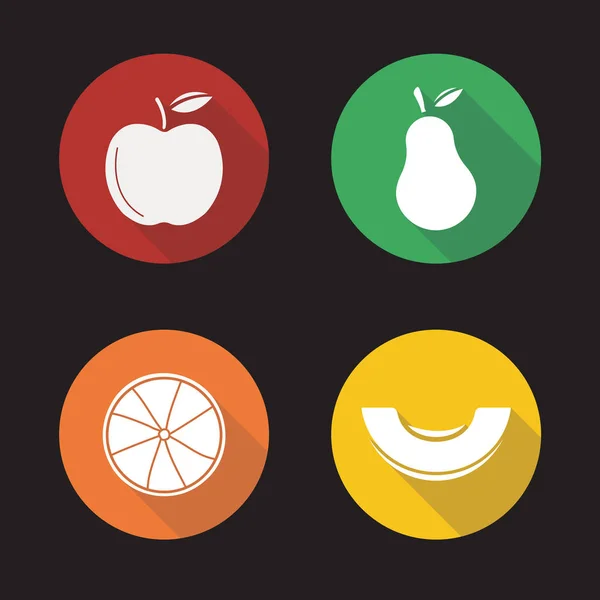 Zestaw ikon płaskie owoców — Wektor stockowy