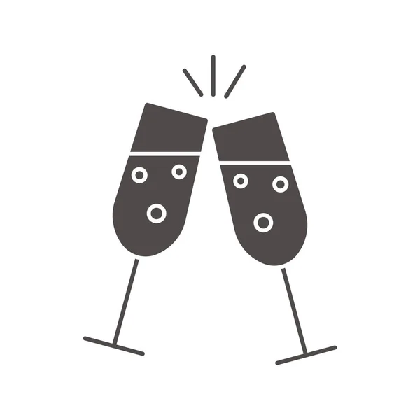 Opékání šampaňské ikona s brýlemi — Stockový vektor