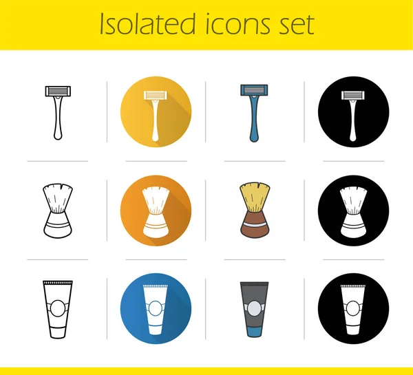 Conjunto de ícones de acessórios de barbear — Vetor de Stock