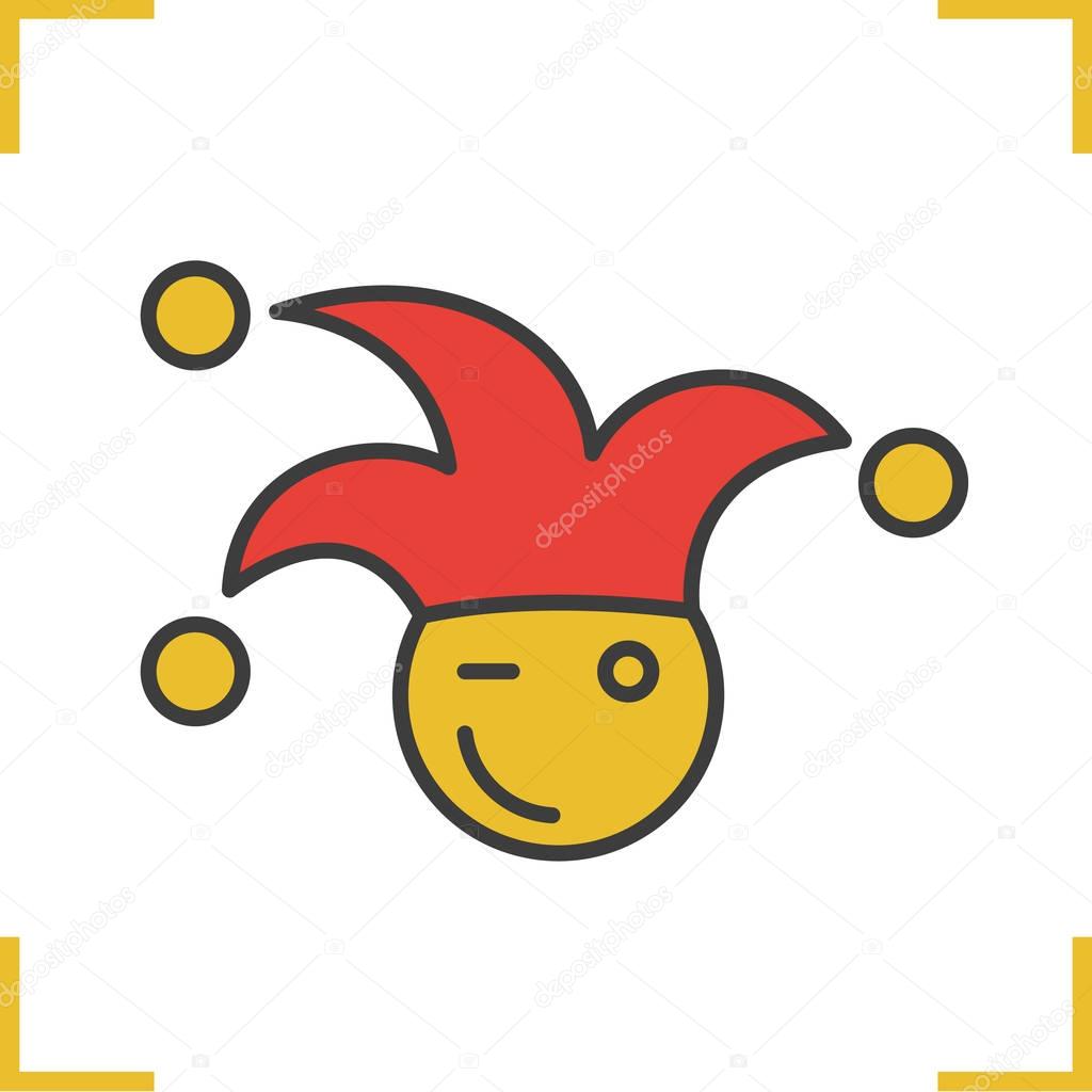 1st April fool color icon. Jester. Joker. Isolated vector illustration