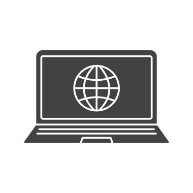 Dizüstü bilgisayar ağ bağlantısı glif simgesini