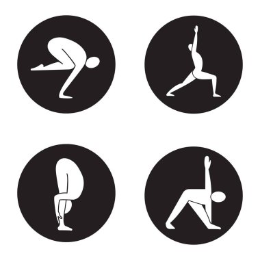 Yoga asanas Icons set