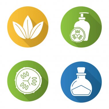 Spa salonu düz Icons set