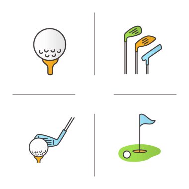 Golf renk Icons set