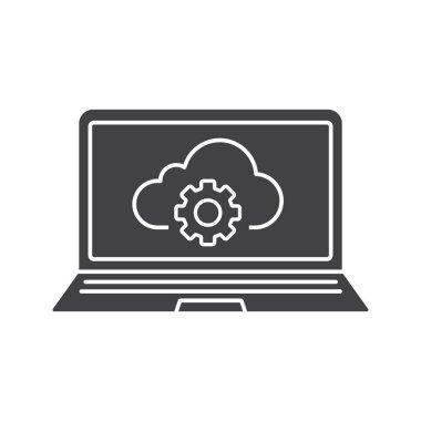 Dizüstü bilgisayar bulut bilgi işlem glif simgesi