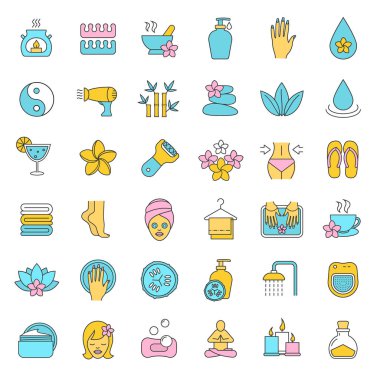 Spa salonu renk Icons set