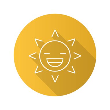 Gülümseyen güneş düz simgesi