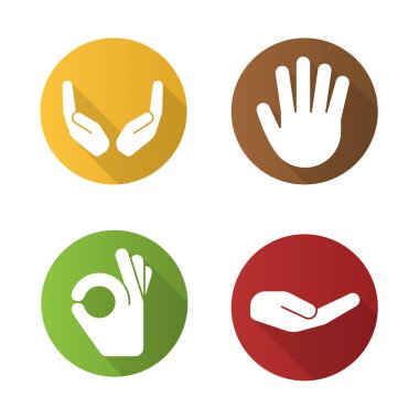 El jestleri düz Icons set