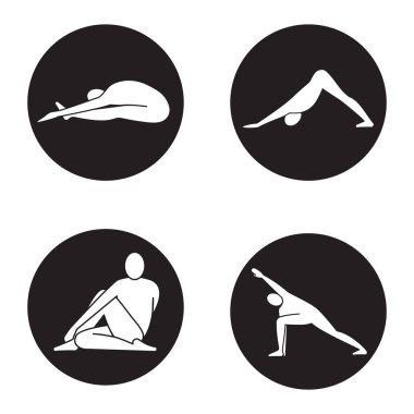 Yoga asanas Icons set