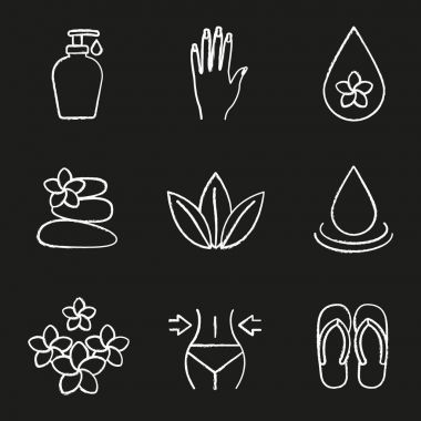 Spa salonu tebeşir Icons set