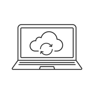 Dizüstü bilgisayar bulut bilgi işlem doğrusal simgesi