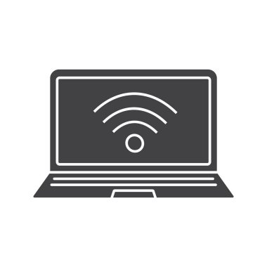 Dizüstü wifi bağlantı glif simgesi