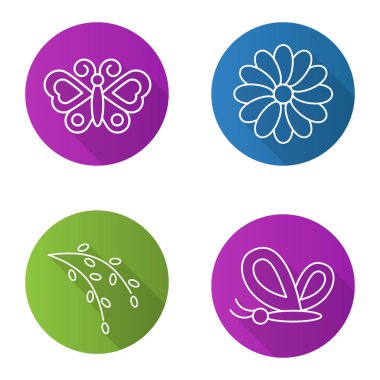Bahar düz Icons set