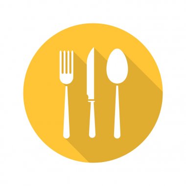 Çatal bıçak takımları düz Icon set