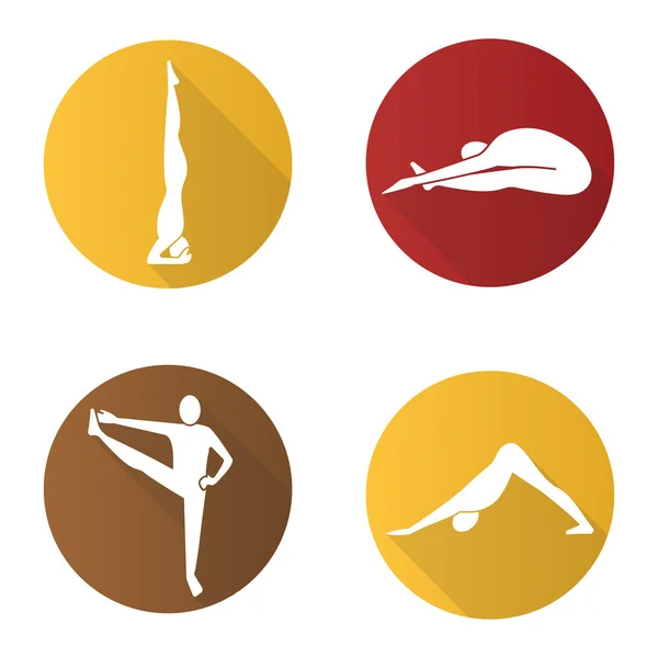 Conjunto de ícones de asanas de ioga — Vetor de Stock
