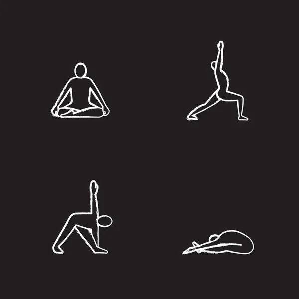 Ensemble d'icônes Yoga asanas — Image vectorielle