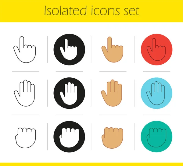 Gestos de mano iconos conjunto — Archivo Imágenes Vectoriales