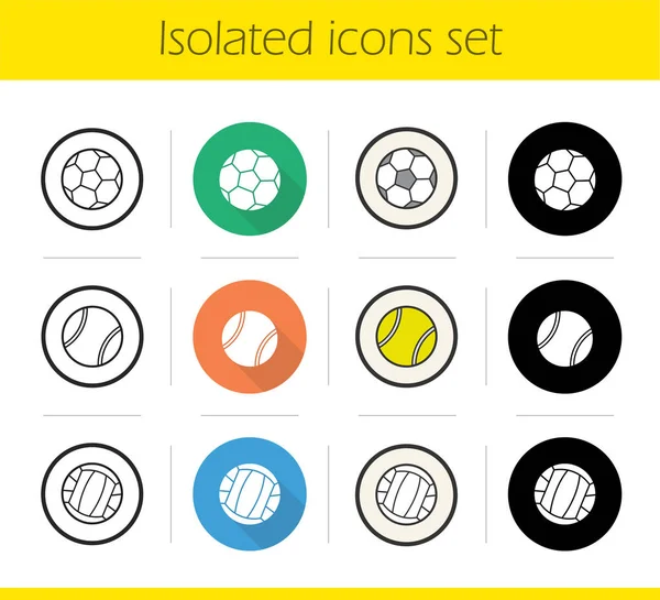 Bolas de deporte iconos conjunto — Vector de stock