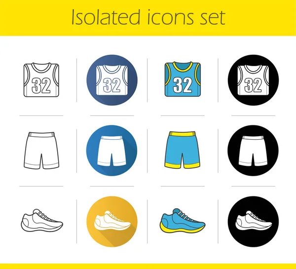 Conjunto de ícones uniformes do jogador de basquete — Vetor de Stock